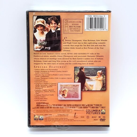 “Sense and Sensibility” Special Edition Widescreen DVD (Emma Thompson) – NEW - Picture 3 of 3
